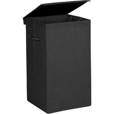 Szennyeskosár, ruhakosár mágneses fedéllel és fogantyúval 85l, fekete