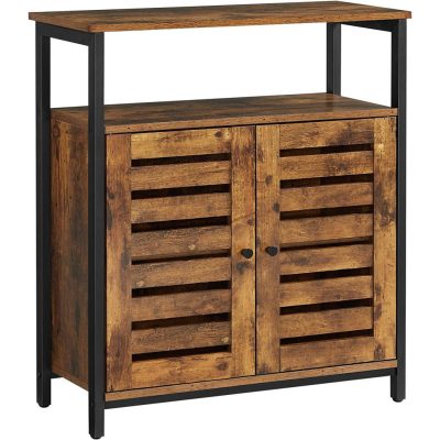 Tárolószekrény, lamellás álló szekrény, rusztikus barna