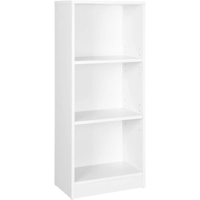 3 szintes könyvespolc állítható polcokkal, fehér
