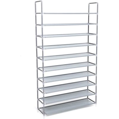 10 szintes cipőtároló akár 50 cipőpárhoz, cipőállvány, szürke