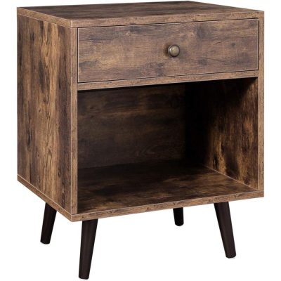 Éjjeliszekrény fiókkal és nyitott rekesszel, rusztikus barna