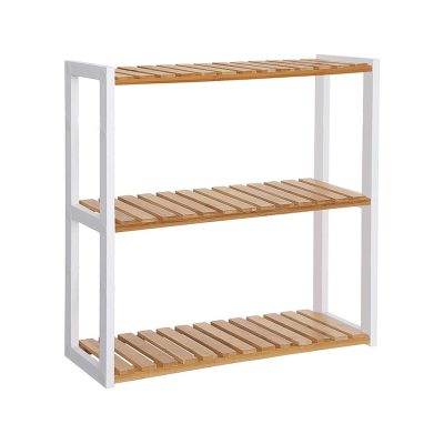 Bambusz fürdőszobai polc, 3 szintes állítható növénytartó, natúr