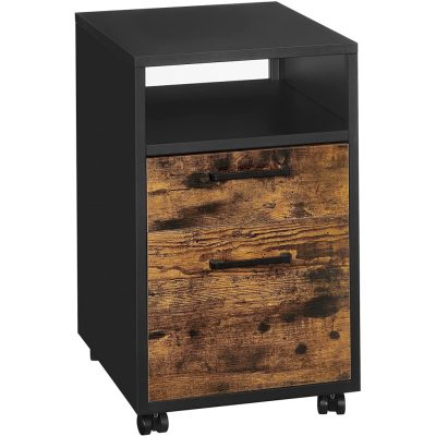 Irattartó, irodaszekrény 2 fiókkal,, rusztikus barna és fekete