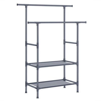 Ruhaállvány 2 tárolópolccal, szobainas 114 x 171 x 45 cm, szürke