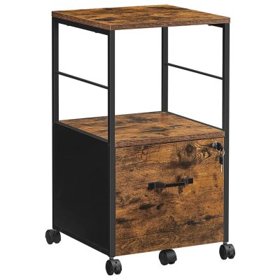 Mobil konténer, irattartó szekrény, vintage barna-fekete