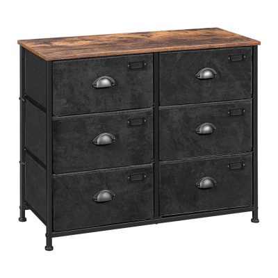 Szövet fiókos komód, széles tárolószekrény 6 fiókkal