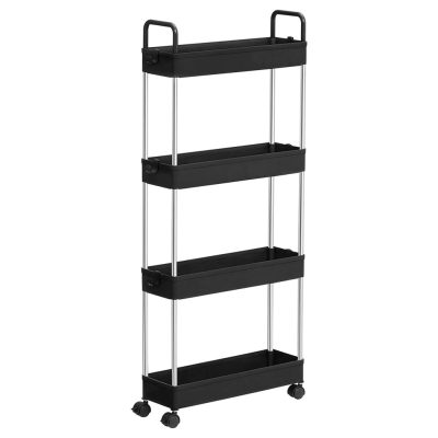 Tároló kocsi, 4 szintes keskeny résű kocsi kerekekkel és fogantyúkkal