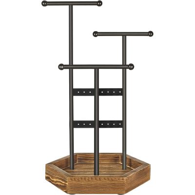 Ékszertartó, fém és fából készült ékszerfa, 20.5 x 36 x 18 cm