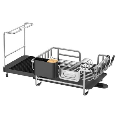 Edényszárító, csepegtető tálca, (53,5-71,6) x 33,3 x 32,3 cm, ezüst