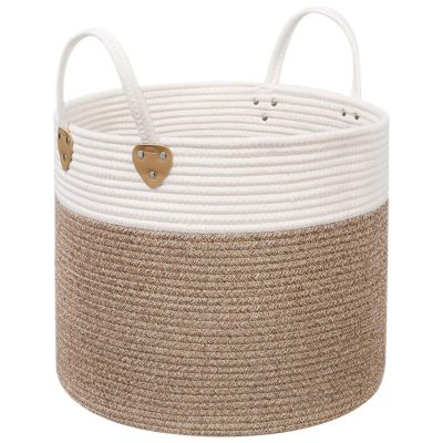 Pamut szennyeskosár, tároló kosár 50 l, barna és bézs