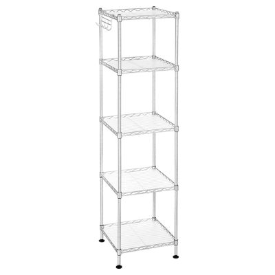 Polc, fém bővíthető tároló állvány, ezüst