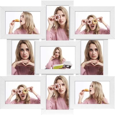 Képkeretek, kollázs 9 fényképhez, fehér