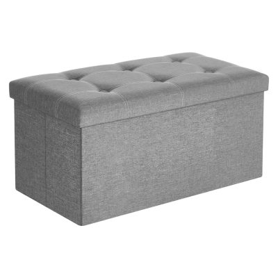 Tárolópad, ülőpad tárolóhellyel, világosszürke, 76 x 38 x 38 cm