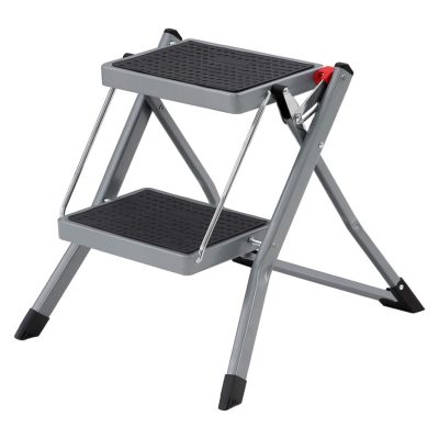 Összecsukható 2 lépcsős létra, konyhai fellépő, fekete