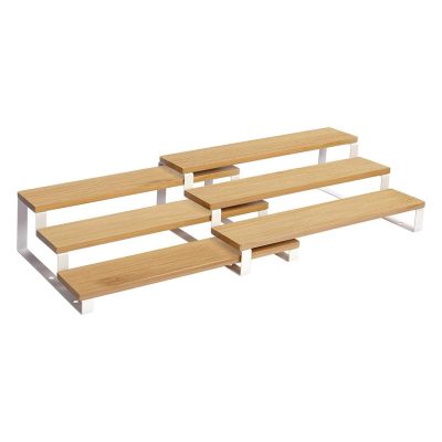 Bambusz fűszertartó polc, 2db polc rendszerező készlet fehér