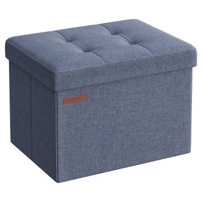 Tároló puff, összecsukható vászon tárolódoboz, világos farmerkék, 31 x 41 x 31 cm