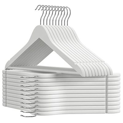 Fa fogasok, 20 darabos készlet, gumírozott fogasok, csúszásmentes, fehér