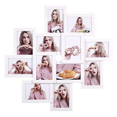 Képkeret kollázs, képkeretek 12 fényképhez 4x6-ban, fehér