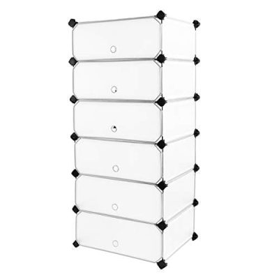 6 szintes cipőtartó reteszelhető, álló tároló ajtókkal, fehér