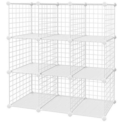 Rácsos polc 9 rekesszel, álló polcrendszer, fehér