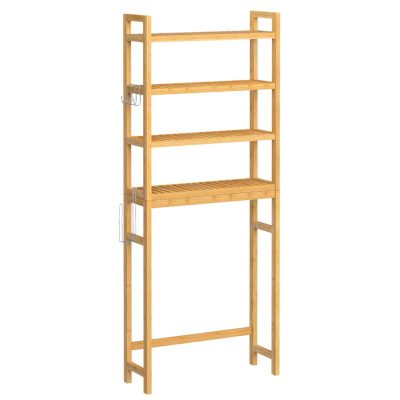 Wc feletti tároló, 4 szintes, helytakarékos, egyszerű összeszerelés, natur