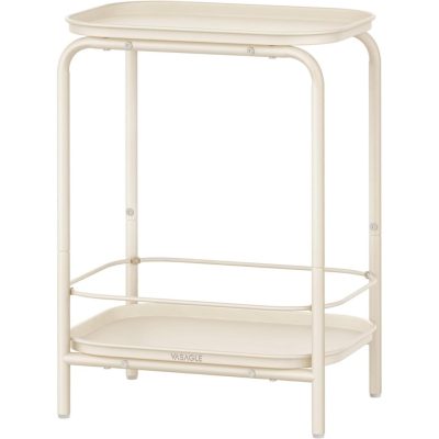 Lerakóasztal, kisasztal 2 szintes modern asztal, krémfehér