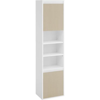 Fürdőszobai szekrény falra szerelhető, magas fürdőszobai fali szekrény, fehér és bézs