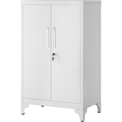 irattartó szekrény, zárható acél multifunkciós tárolószekrény, 40 × 60 × 90 cm, matt szürke