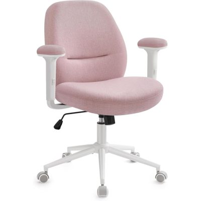 Modern irodai szék, állítható magasságú forgószék, billenő funkcióval, pasztell rózsaszín