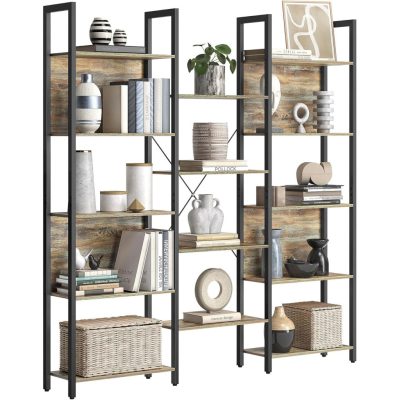 Könyvespolc, 14 polcos könyvespolc, 158 x 166 x 24 cm, türkizbarna és tintafekete