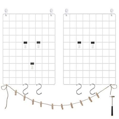 Rácspanelek, fémhálós fali dekoráció, barkácsolás, függő képfal, 2db-os készlet, fehér