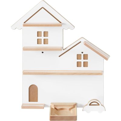 Fali polc 35 figura tárolására, gyerekszobába, felhő fehér