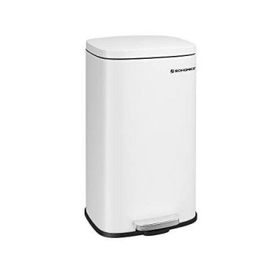 30 literes pedálos szemetes konyhába, acél,belső vödörrel, halk záródású fedéllel, fehér