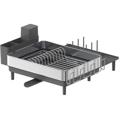 Edényszárító rozsdamentes acél, kihúzható kifolyóval , ezüstszürke