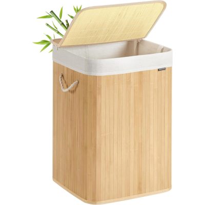 bambusz szennyeskosár 95 l natúr színben