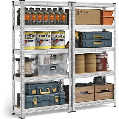 extra erős tárolópolcok 2 darabos szett, 30x75x150 cm, ezüstszínű