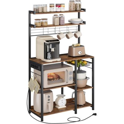 Konyhai Polc Konnektorokkal, Fűszertartóval, 40 x 90 x 165,5 cm, Vintage Barna