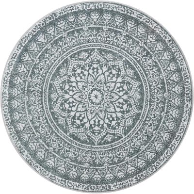 Kerek Szőnyeg, Kültéri Szőnyeg, Boho, 160 cm átmérő, Mosható, Antracitszürke