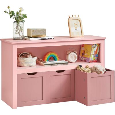 Játéktároló szekrény, gyerekpolc, 30 x 102 x 60 cm, rózsaszín