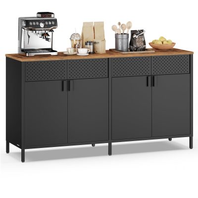 Fém tárolószekrény, 4 ajtós, mágneses záródás, rusztikus barna-fekete