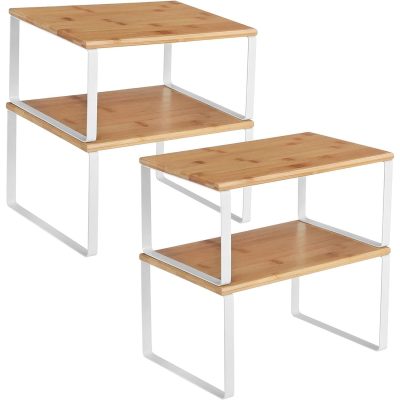 Konyhai tároló polc szett, 4 darab, egymásra rakható, bézs