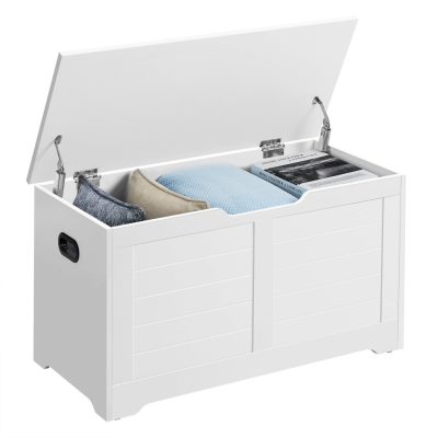 Tároló láda pad 2 zsanérral, modern stílus, matt fehér