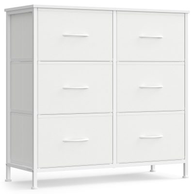 BELLAH kollekció - Modern komód, fiókos szekrény 6 fiókkal, felhőfehér színben