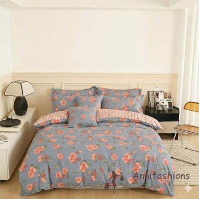 Romantikus virágmintás és kockás ágyneműszett