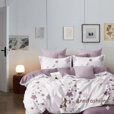 Csillagos éjszaka mályva/fehér színben