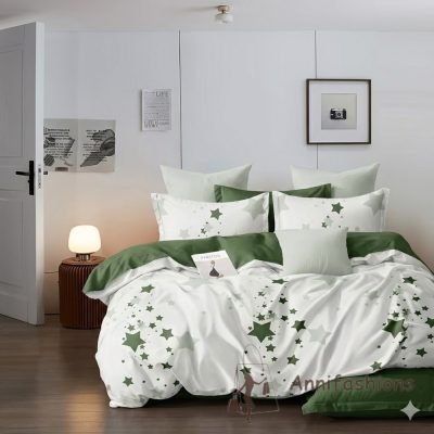 Modern Stars ágyneműhuzat garnitúra – zöld-fehér