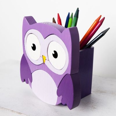 Bagoly lila ceruzatartó
