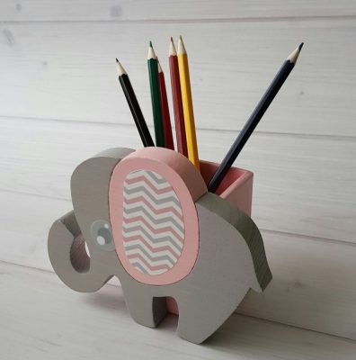 Elefánt ceruzatartó, rózsa