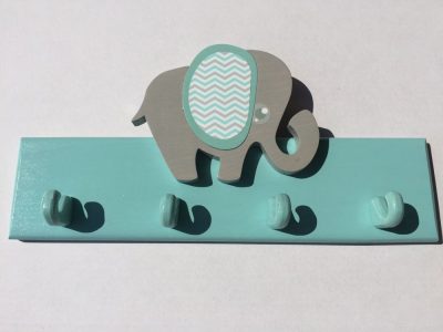 Elefánt 4 akasztós fogas, türkiz