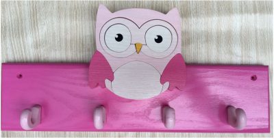 Bagoly 4 akasztós fogas, pink